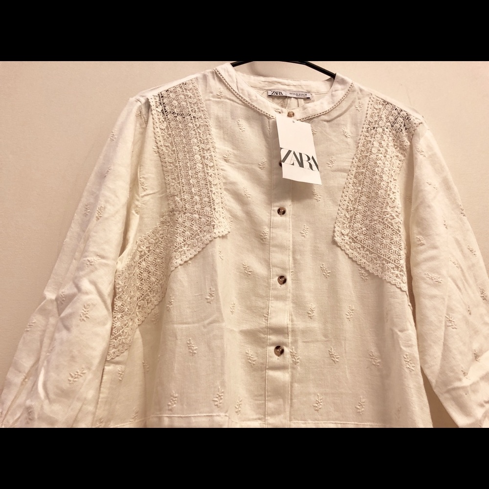 ❤️❤️ NWT ZARA EMBROIDERED LACE DRESS BLOUSE - Picture 7 of 8